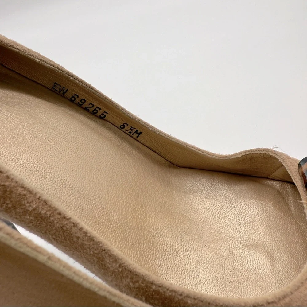 Stuart Weitzman Tan Peep-Toe Heels with Leopard Accent